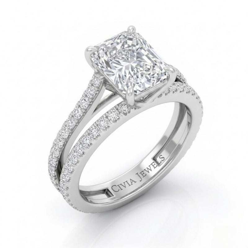 White Gold Elara Radiant Diamond Engagement Ring