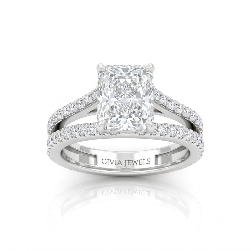 White Gold Elara Radiant Diamond Engagement Ring