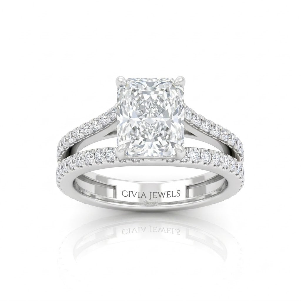 White Gold Elara Radiant Diamond Engagement Ring