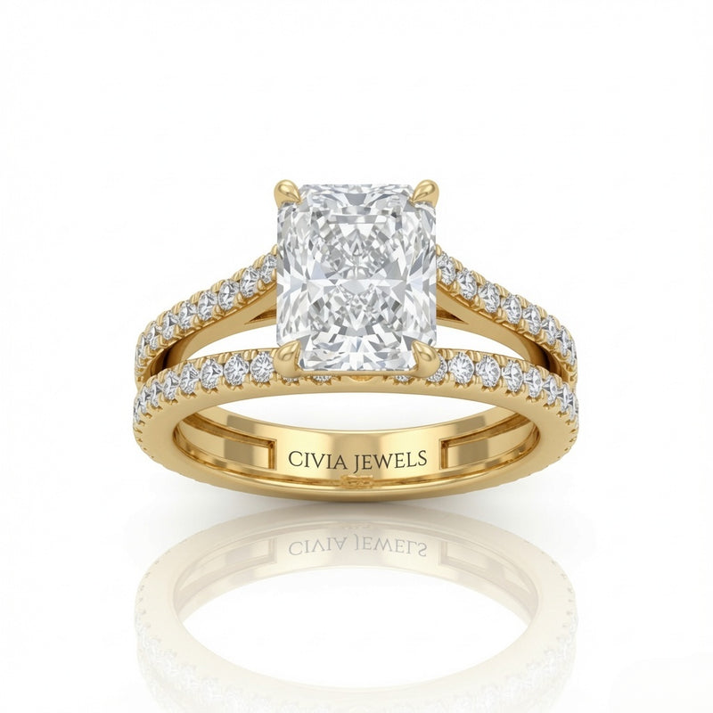 Yellow Gold Elara Radiant Diamond Engagement Ring