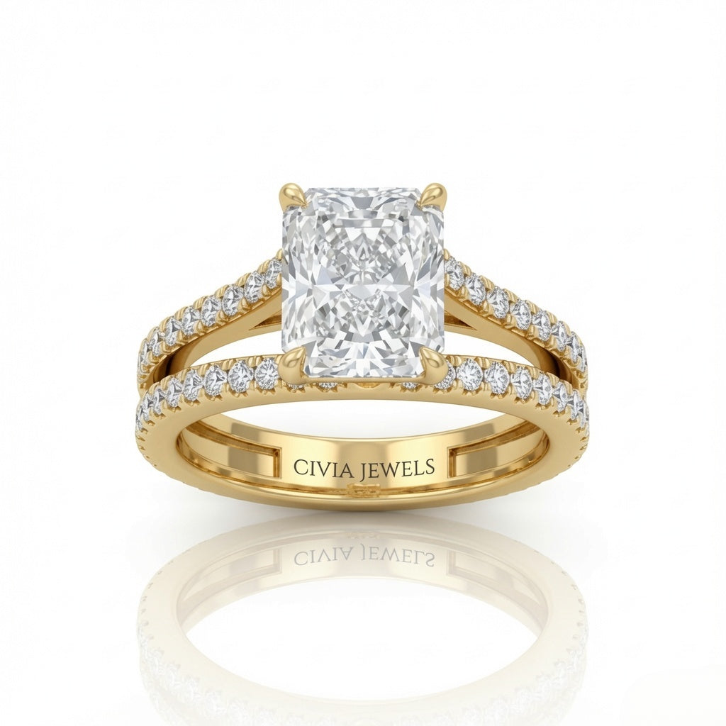 Yellow Gold Elara Radiant Diamond Engagement Ring