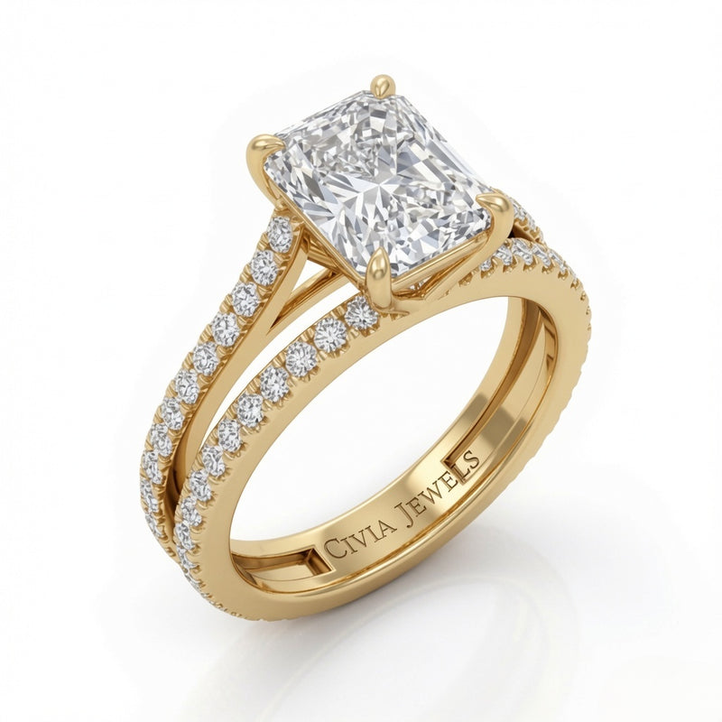 Yellow Gold Elara Radiant Diamond Engagement Ring