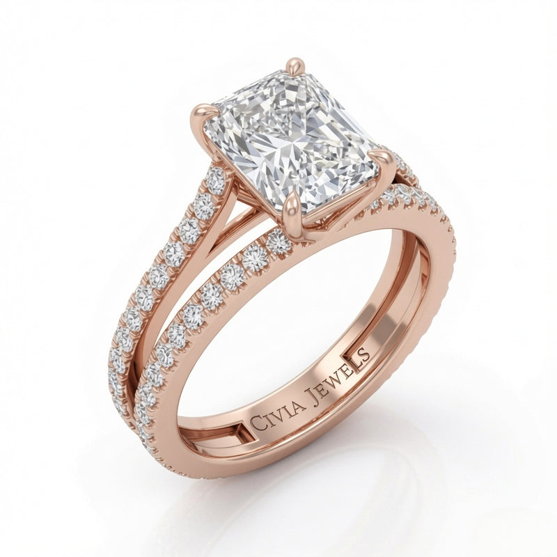 Rose Gold Elara Radiant Diamond Engagement Ring