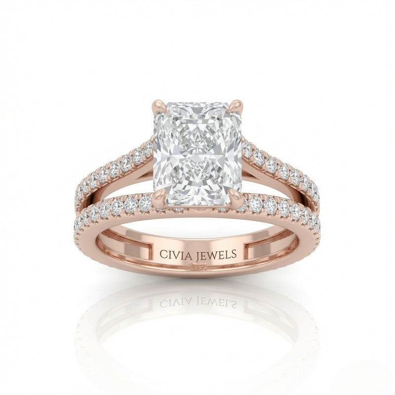 Rose Gold Elara Radiant Diamond Engagement Ring