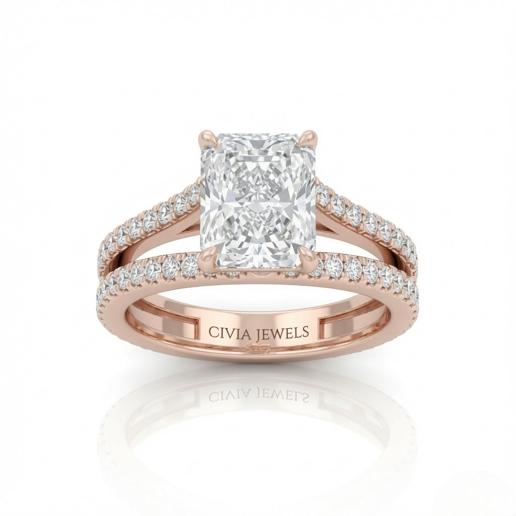 Rose Gold Elara Radiant Diamond Engagement Ring
