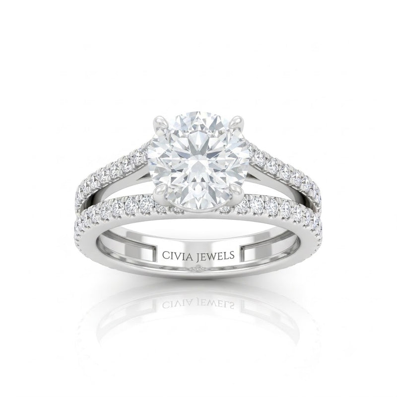 White Gold Elara Round Diamond Engagement Ring