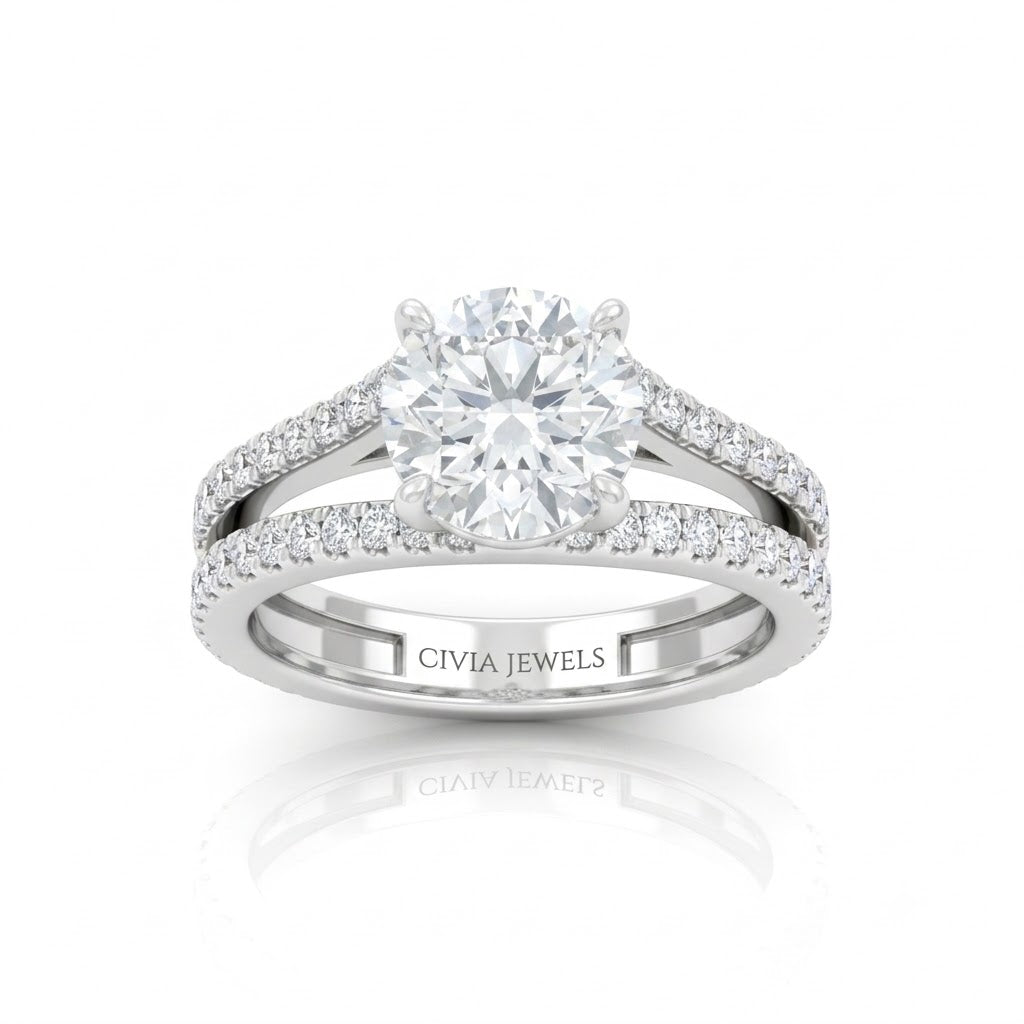 White Gold Elara Round Diamond Engagement Ring