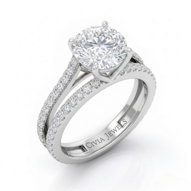 White Gold Elara Round Diamond Engagement Ring