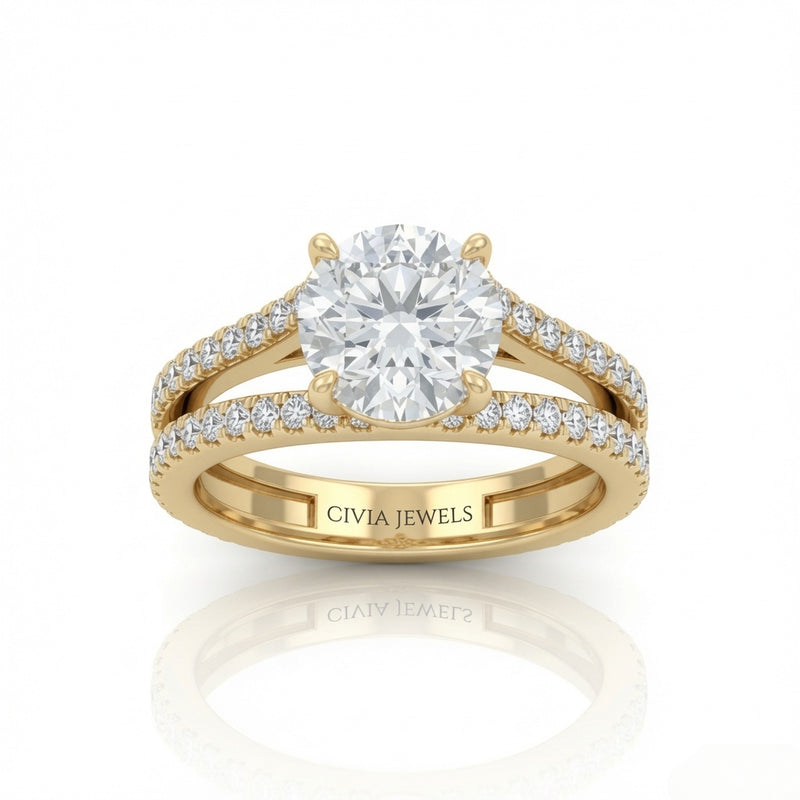 Yellow Gold Elara Round Diamond Engagement Ring