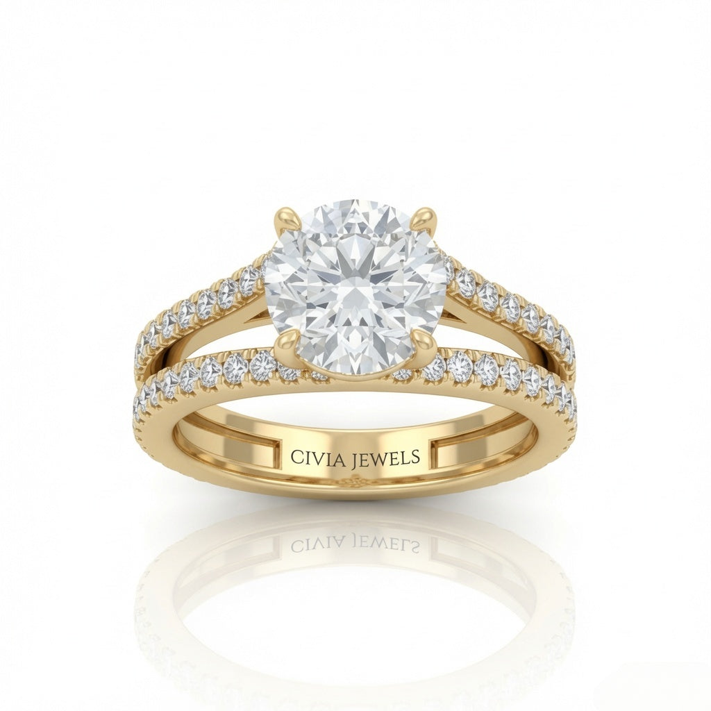 Yellow Gold Elara Round Diamond Engagement Ring