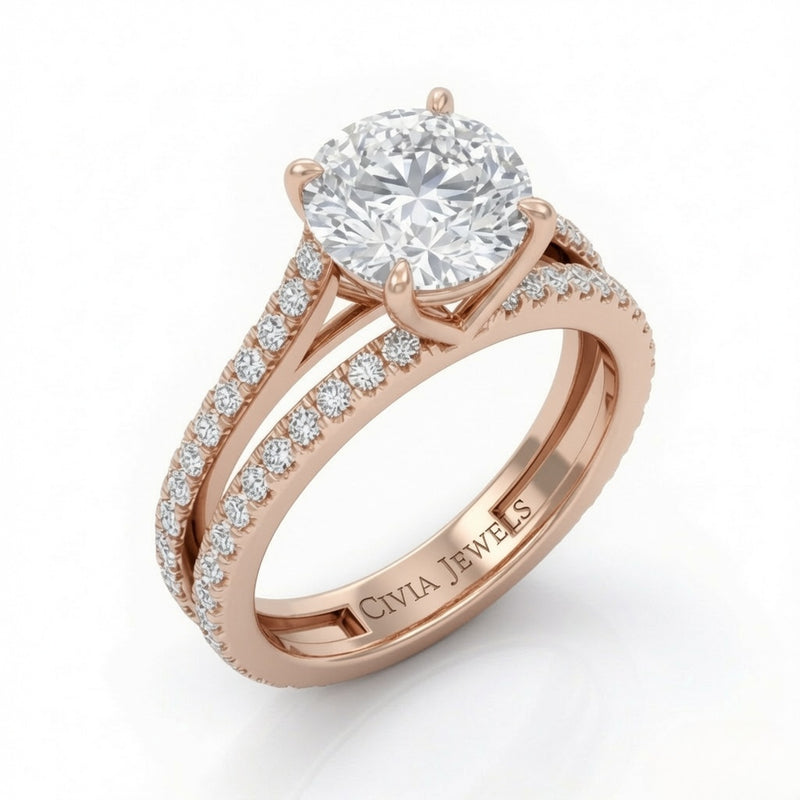 Rose Gold Elara Round Diamond Engagement Ring