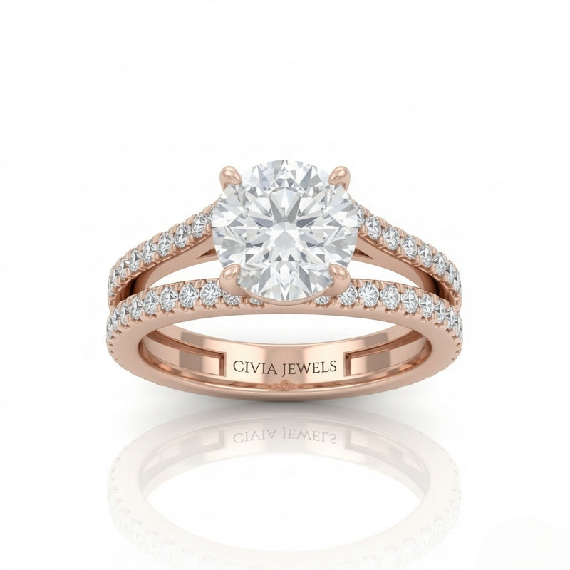 Rose Gold Elara Round Diamond Engagement Ring