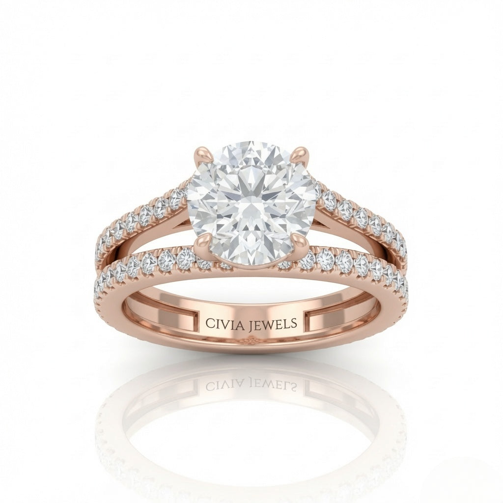 Rose Gold Elara Round Diamond Engagement Ring
