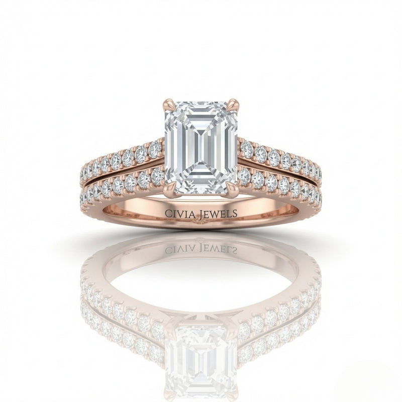 Rose Gold Valerisse Emerald Diamond Engagement Ring