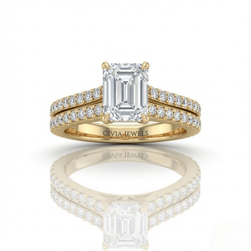 Yellow Gold Valerisse Emerald Diamond Engagement Ring