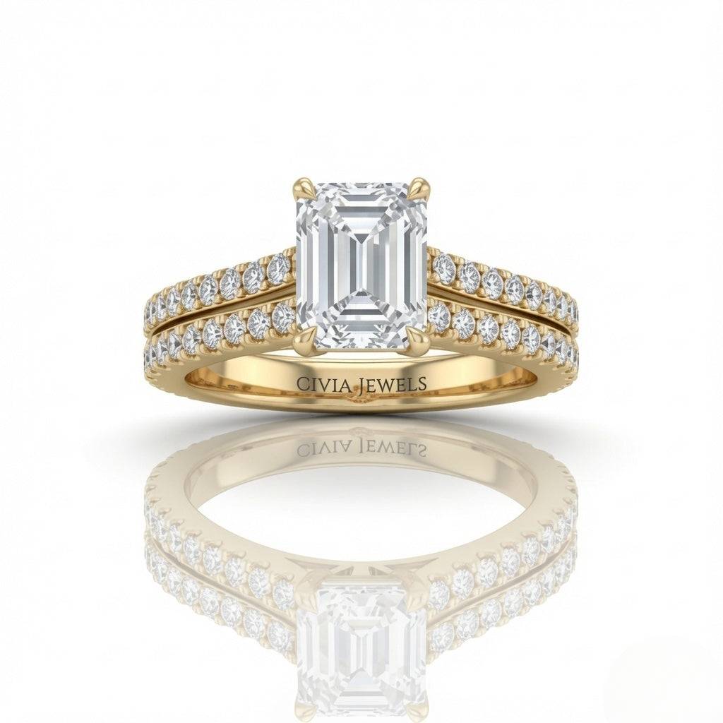 Yellow Gold Valerisse Emerald Diamond Engagement Ring