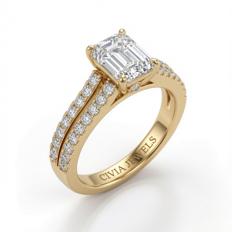 Yellow Gold Valerisse Emerald Diamond Engagement Ring