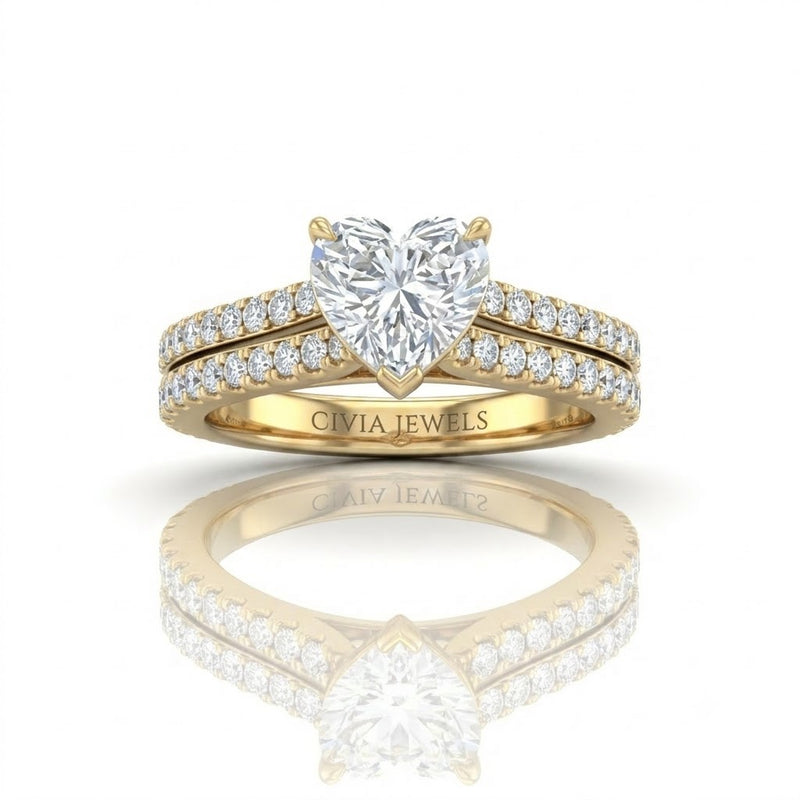 Yellow Gold Valerisse Heart Diamond Engagement Ring