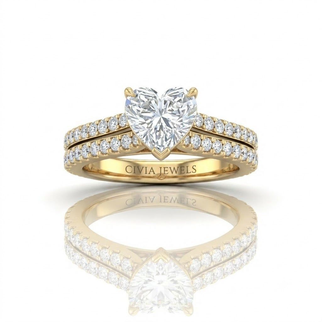 Yellow Gold Valerisse Heart Diamond Engagement Ring