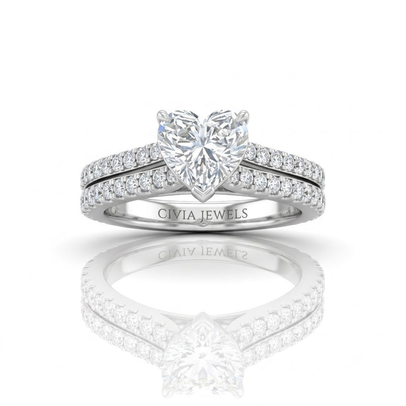 Silver Valerisse Heart Diamond Engagement Ring