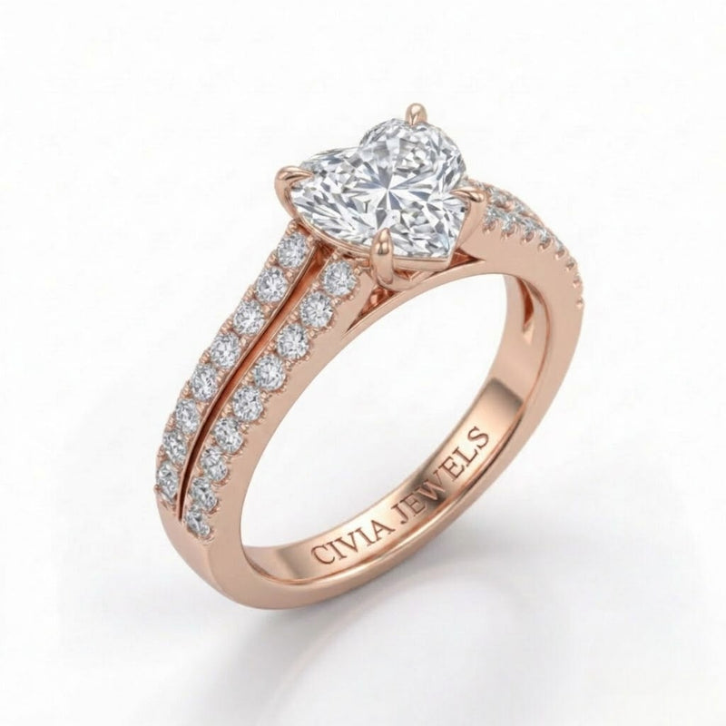 Rose Gold Valerisse Heart Diamond Engagement Ring