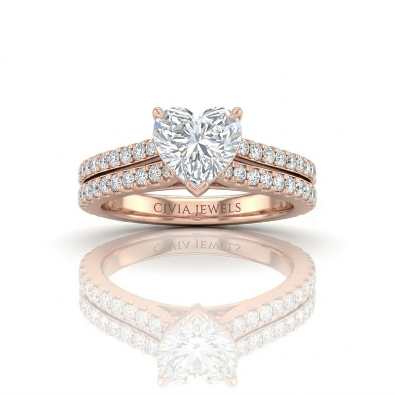 Rose Gold Valerisse Heart Diamond Engagement Ring