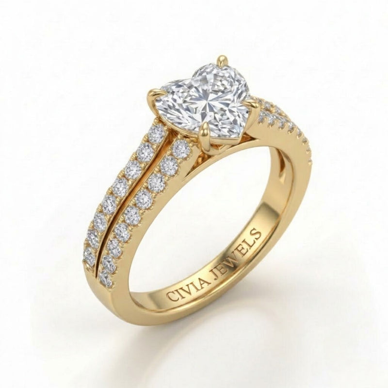 Yellow Gold Valerisse Heart Diamond Engagement Ring