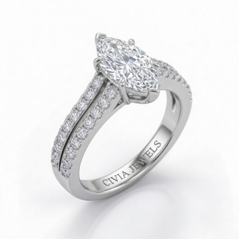 White Gold Valerisse Marquise Diamond Engagement Ring