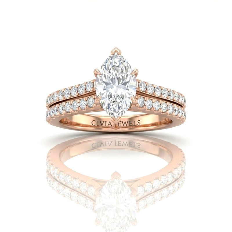 Rose Gold Valerisse Marquise Diamond Engagement Ring