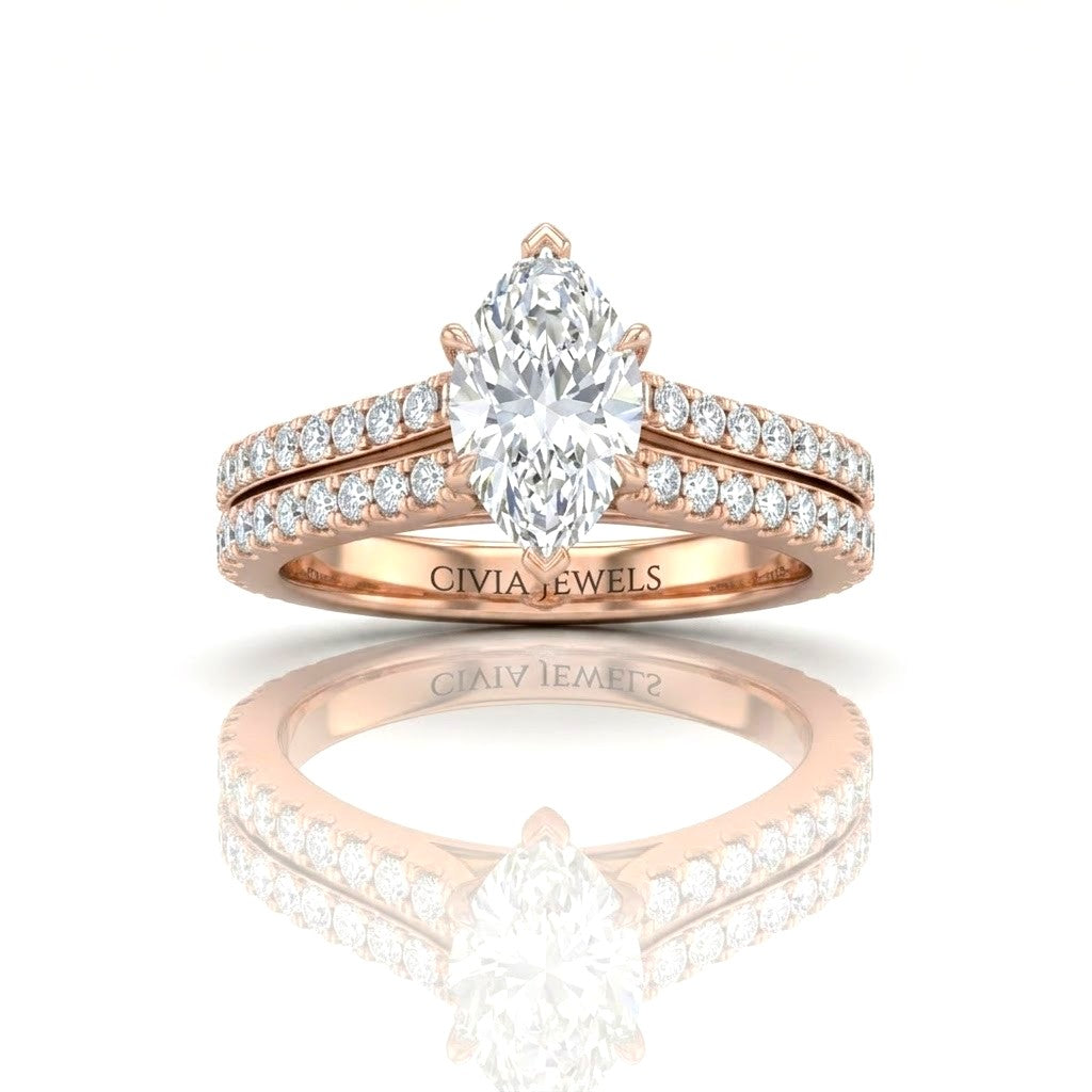 Rose Gold Valerisse Marquise Diamond Engagement Ring