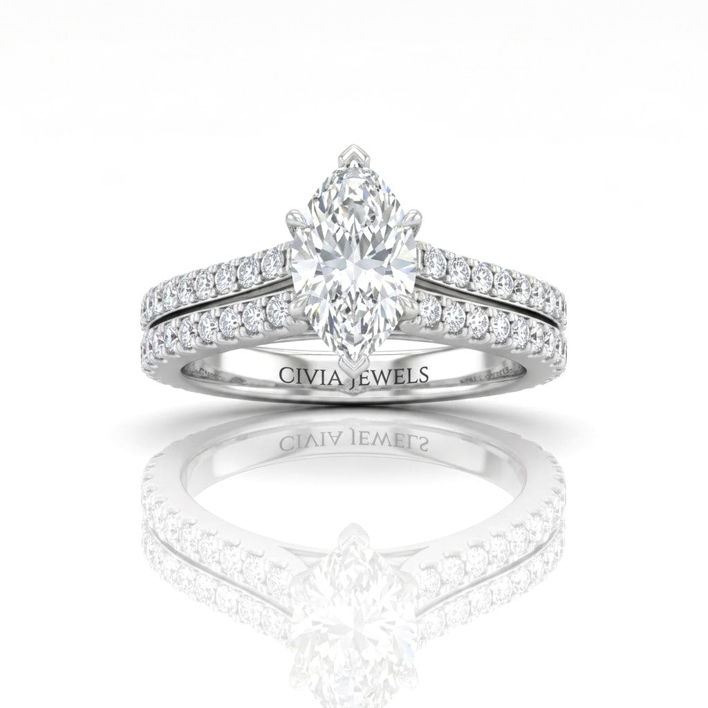 White Gold Valerisse Marquise Diamond Engagement Ring