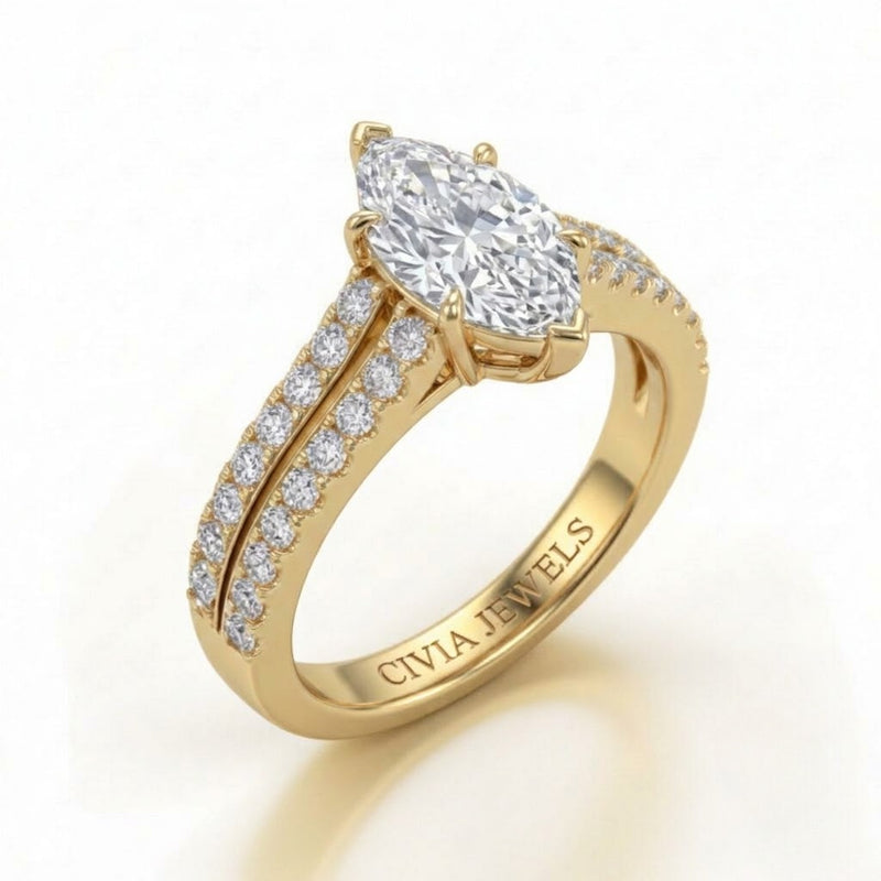 Yellow Gold Valerisse Marquise Diamond Engagement Ring