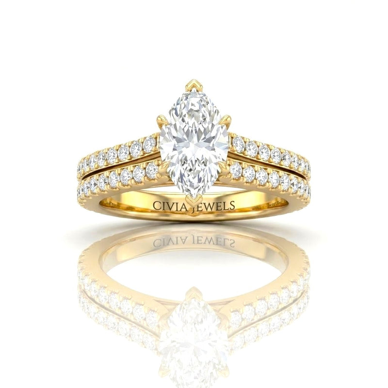 Yellow Gold Valerisse Marquise Diamond Engagement Ring