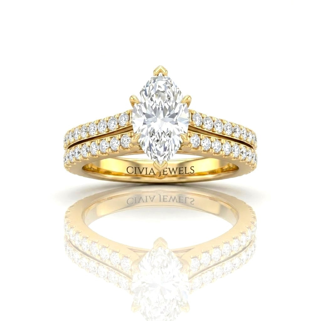 Yellow Gold Valerisse Marquise Diamond Engagement Ring