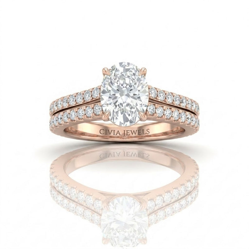 Rose Gold Valerisse Oval Diamond Engagement Ring
