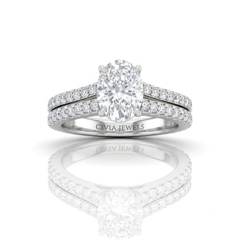 Silver Valerisse Oval Diamond Engagement Ring