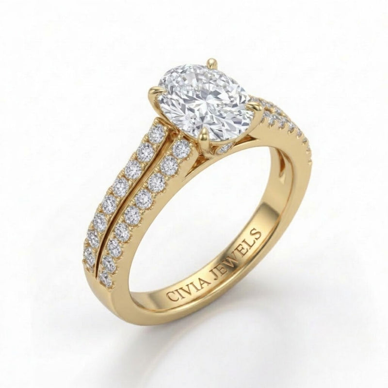 Yellow Gold Valerisse Oval Diamond Engagement Ring