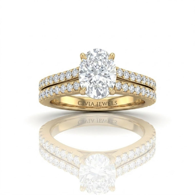 Yellow Gold Valerisse Oval Diamond Engagement Ring