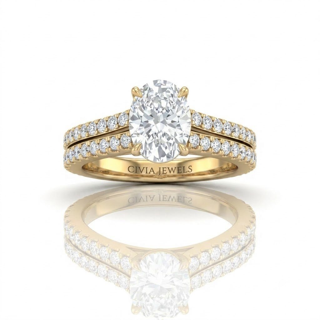 Yellow Gold Valerisse Oval Diamond Engagement Ring