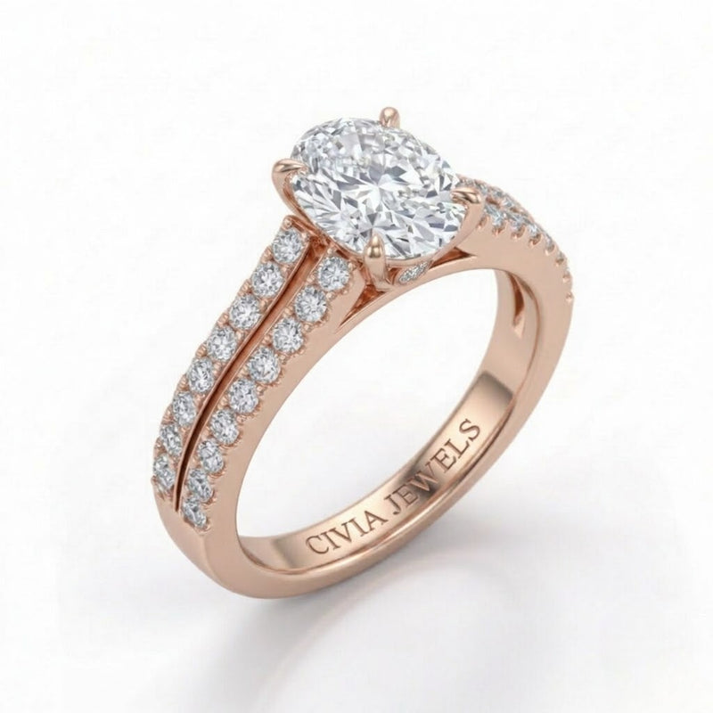 Rose Gold Valerisse Oval Diamond Engagement Ring