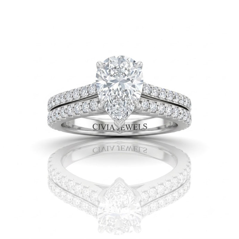 White Gold Valerisse Pear Diamond Engagement Ring