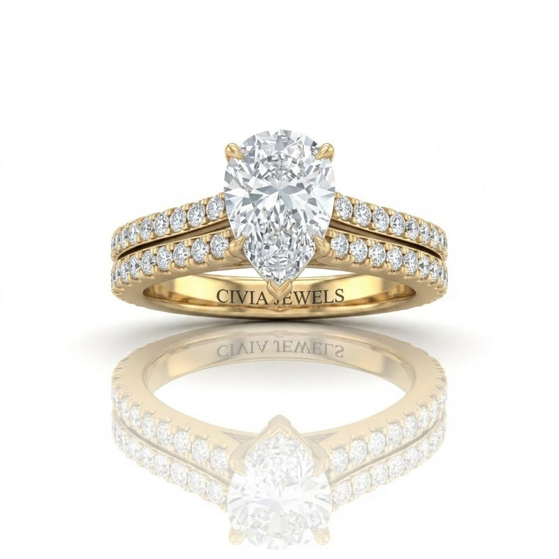Yellow Gold Valerisse Pear Diamond Engagement Ring