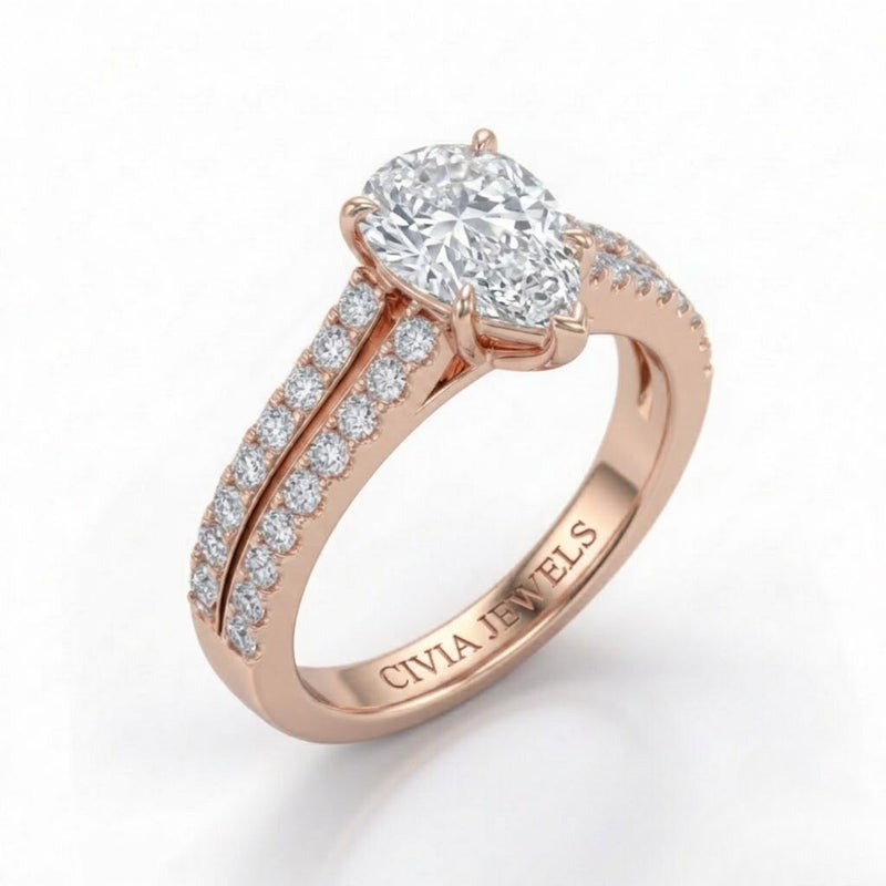 Rose Gold Valerisse Pear Diamond Engagement Ring