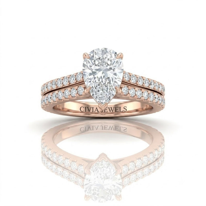 Rose Gold Valerisse Pear Diamond Engagement Ring