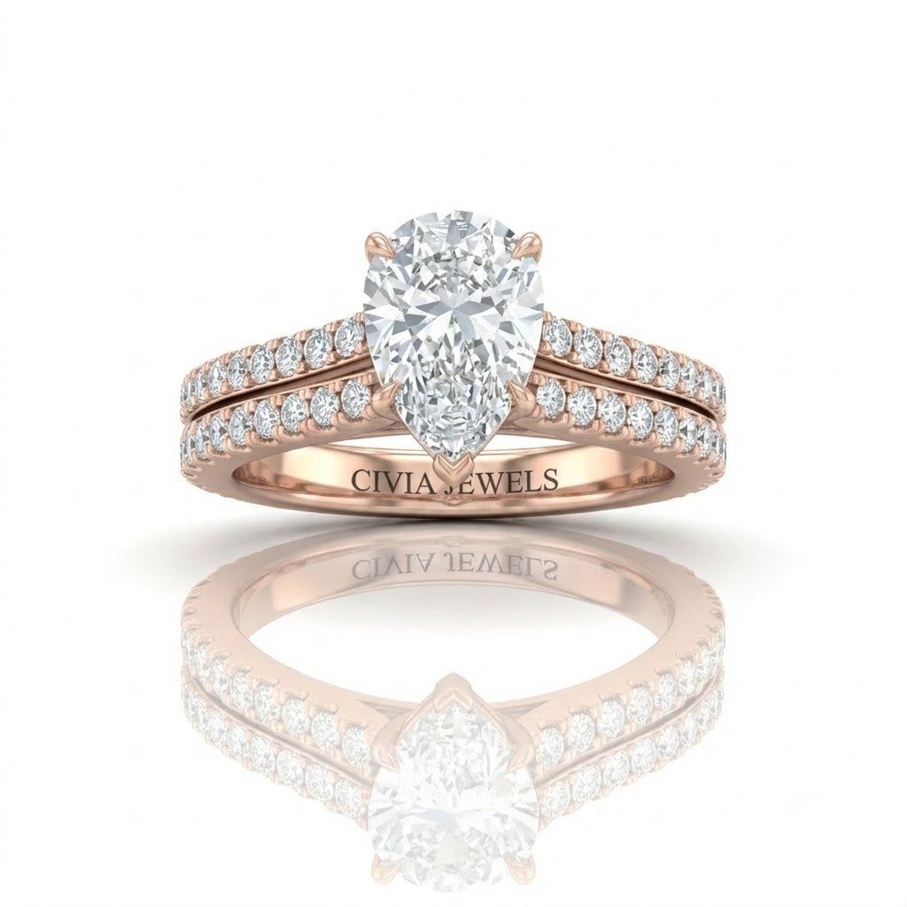 Rose Gold Valerisse Pear Diamond Engagement Ring
