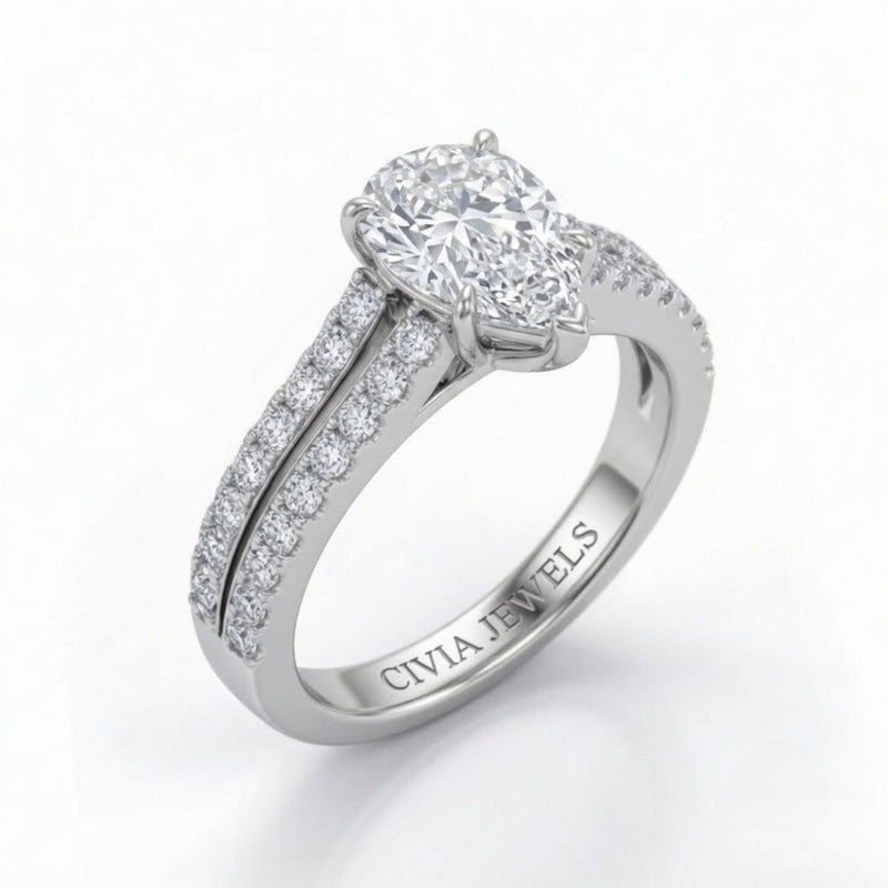 White Gold Valerisse Pear Diamond Engagement Ring