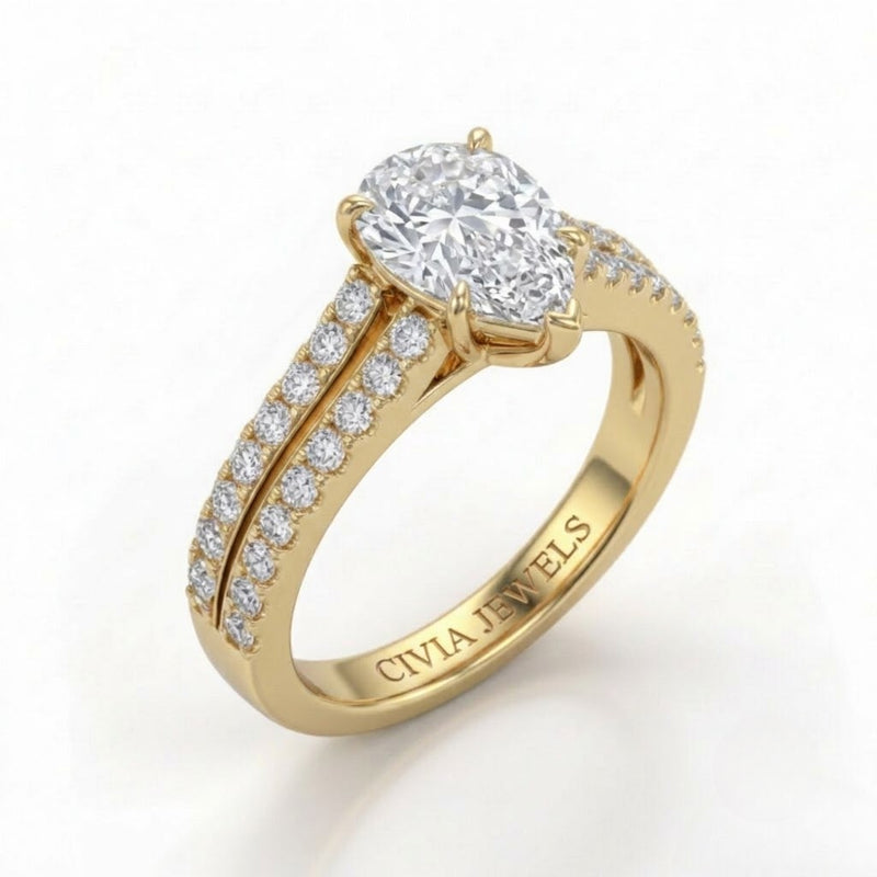 Yellow Gold Valerisse Pear Diamond Engagement Ring