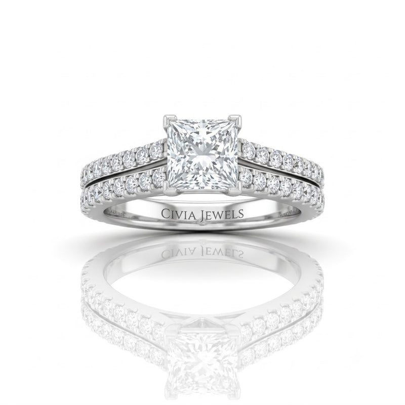 Silver Valerisse Princess Diamond Engagement Ring