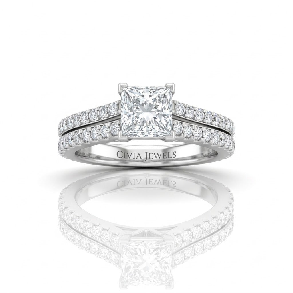 Silver Valerisse Princess Diamond Engagement Ring