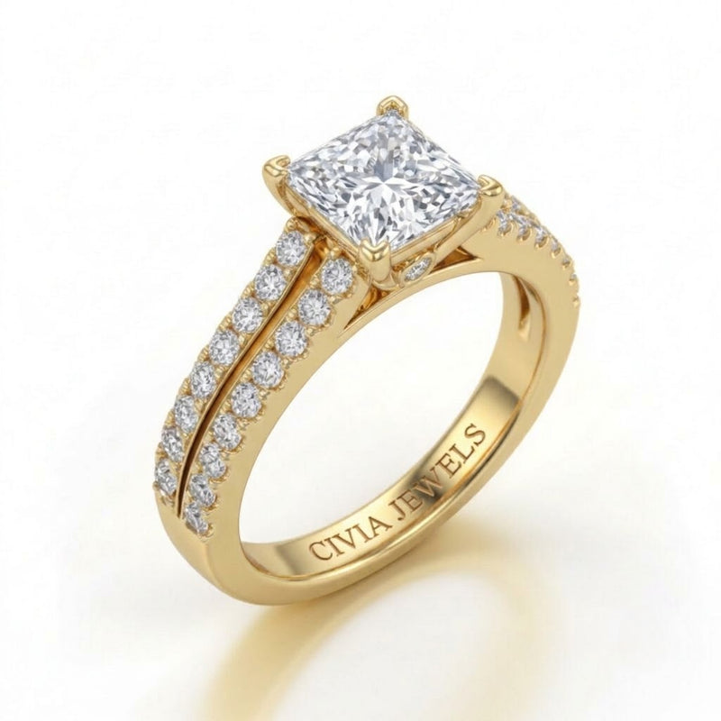 Yellow Gold Valerisse Princess Diamond Engagement Ring